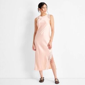 Elegant Peach future collective  Lace Trim Dress